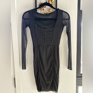 PrettyLittleThing Black Sheer Dress